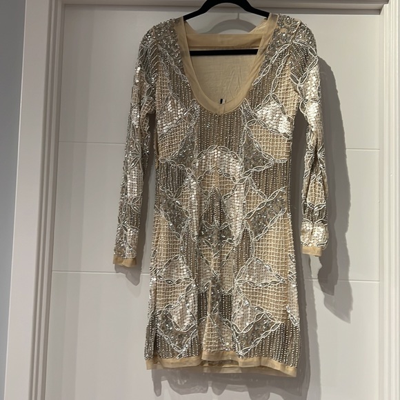 Topshop beaded cream/white/silver dress size 8 worn once - Picture 2 of 7